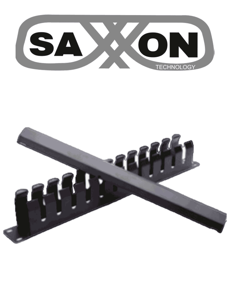 Imagen de SAXXON SXORGNET24P - Organizador de cables horizontal con tapa para rack de19" / 1U / 24 posiciones / Color Negro /  Tapa y Base Metálica