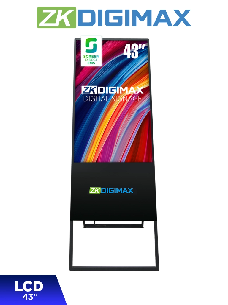 Imagen de ZKDIGIMAX DG03A2F43 – Pantalla LCD de 43" tipo Banner Vertical, Full HD, Android 11, Brillo 350 nits, Vida útil +30,000 h, Ideal para Publicidad Digital en Retail y Servicios