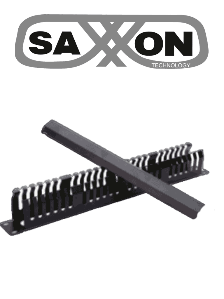 Imagen de SAXXON SXORGNET48P- Organizador de cables horizontal con tapa para rack de19" / 1U / 48 posiciones / Color Negro / Tapa y Base Metálica