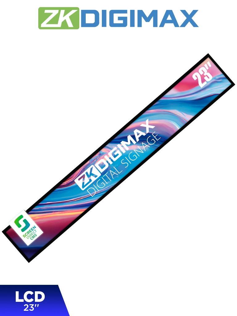 Imagen de ZKDIGIMAX DG03S1W23 - Pantalla LCD Estrecha de 23" para Estantería, Ultrapanorámica, Resolución Full HD, Android 8.1, Alta Brillantez