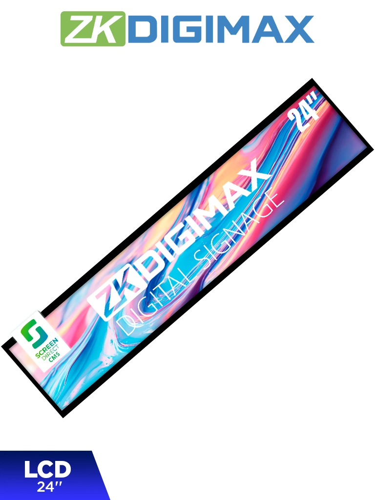 Imagen de ZKDIGIMAX DG03S1W24 - Pantalla LCD Estrecha de 24" para Estantería, Ultrapanorámica, Resolución Full HD, Android 8.1, Alta Brillantez