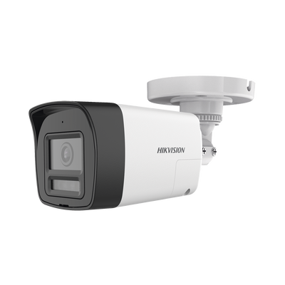 [Audio Bidireccional + Sirena & Estrobo + Dual Light + ColorVu] Bala TURBOHD 4K (8 Megapixel) / Lente 2.8 mm / 30 mts IR EXIR + 20 mts Luz Blanca / Micrófono y Bocina Integrado / Exterior IP67 / Metal / dWDR