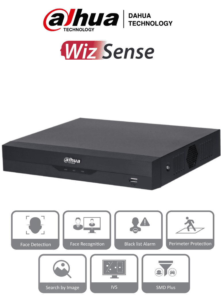 Imagen de DAHUA NVR2104HS-P-I2 - NVR DE 8 Megapixeles/ 4k/ 4 Canales IP/ WizSense/ 4 Puertos Poe/ H265+/ Rendimiento de 80 Mbps/ HDMI y VGA/ 1 Ch de Reconocimiento Facial/ Protección Perimetral/ SMD Plus/ 1 Bahía de Disco Duro de 10 TB/