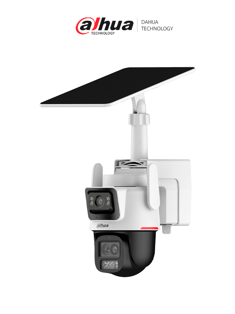 Imagen de DAHUA DH-IPC-PTS2649C-3E3Z-4GB20, Cámara PT Solar 4G WizColor/ Dual 3 + 3MP/ SMD 3.0/ Disuasión Activa/ Audio bidireccional/ Zoom Híbrido Inteligente/ Auto tracking Lite/ Modo AOV (“Always-On Video”)/ IP 66/ Ranura Micro SD/