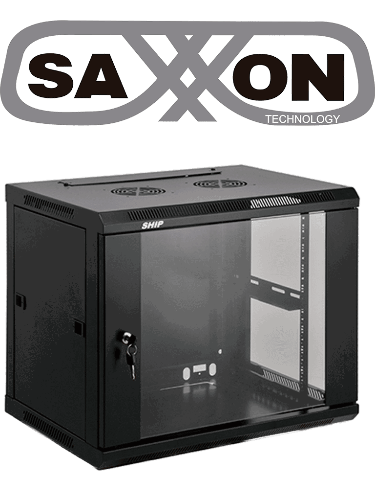 Imagen de SAXXON SA660901 - Gabinete de pared de 9 UR, fijo, capacidad de carga de 60 Kg. Dimensiones: 60x60x50 cm.