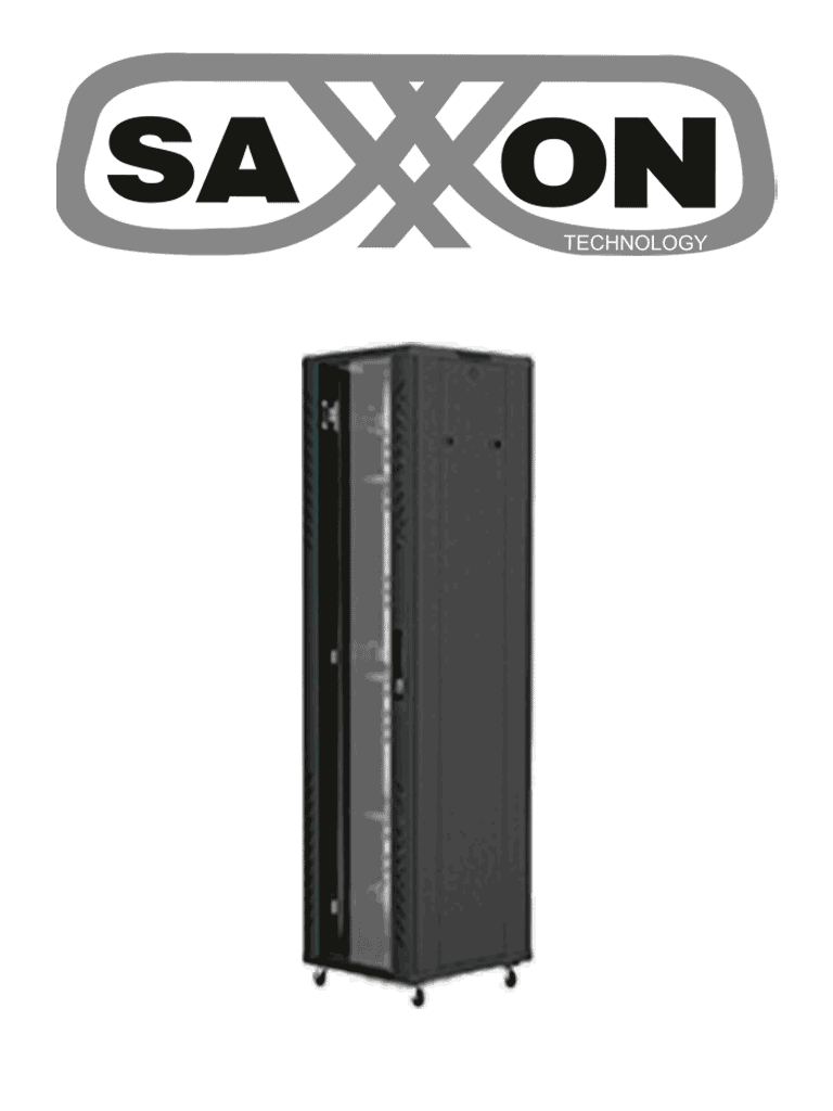 Imagen de SAXXON SXR42U6642S - Gabinete de Piso color Negro / 42UR / Puerta de Vidrio Templado / Alto 198 cm / Ancho 60 cm / Profundidad 60 cm / Incluye Base con 2 Ventiladores 220V