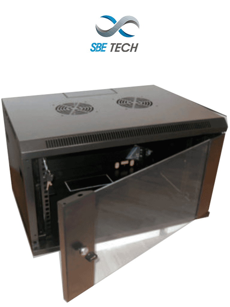 Imagen de SBETECH GNLPAR6URP - Gabinete de pared 6UR, 60x60 cm, puerta de cristal templado, cerradura y llaves.