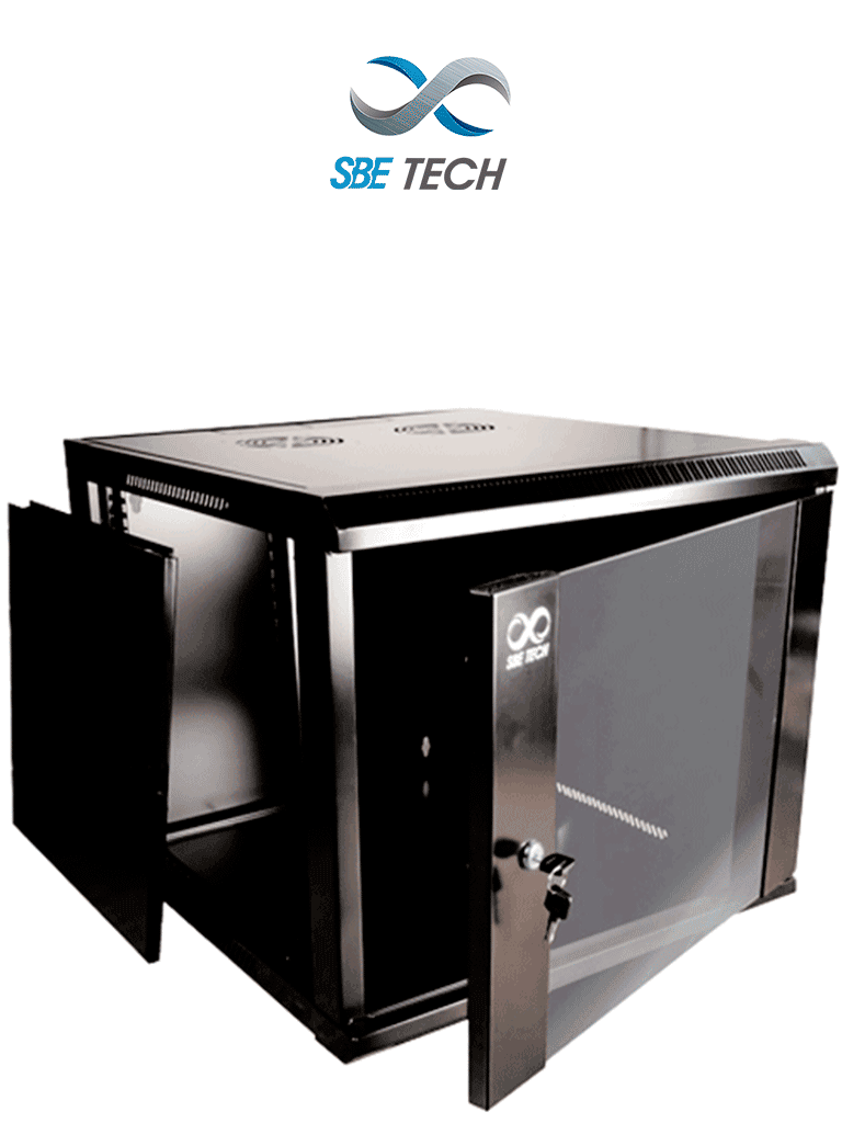 Imagen de SBETECH GNLPAR9UR- Gabinete de pared de 9 UR con una profundidad de 45.0 cm y puerta delantera de cristal templado.