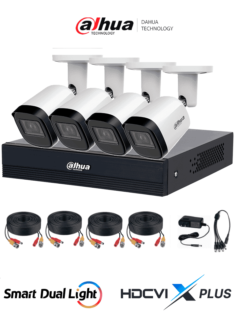 Imagen de DAHUA DHI-KIT/XVR1B04-I/T/4-B2A21N-U-IL-0280B - Kit 4 Canales 2 MP/ DVR Cooper-U WizSense con IA/ Cámaras B2A21N-U-0280B/ Hasta 5 Canales IP Rendimiento Max 20Mbps/ Soporta HDCVI & AHD & TVI & CVBS/ Metalica