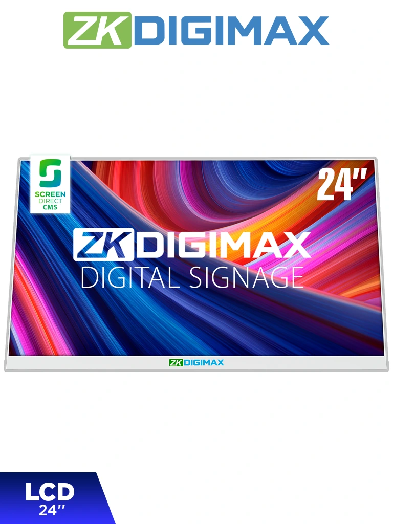 Imagen de ZKDIGIMAX DG03A1D24 – Pantalla LCD de 24" para Mostrador o Escritorio, Resolución Full HD, Android 11, Brillo de 500 nits, Vida útil de 30,000 h, Ideal para Publicidad Digital