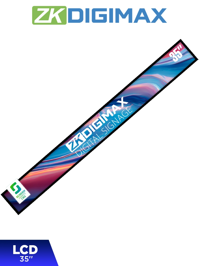 Imagen de ZKDIGIMAX DG03S1W35 - Pantalla LCD Estrecha de 35" para Estantería, Ultrapanorámica, Resolución Full HD, Android 8.1, Alta Brillantez