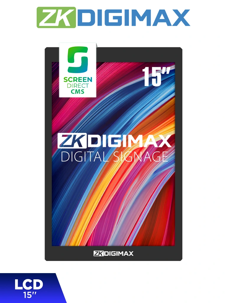Imagen de ZKDIGIMAX DG03A3W15 – Pantalla LCD de 15.6" para Mostrador o Escritorio, Full HD, Android 11, Brillo de 500 nits, Vida útil +50,000 h, Ideal para Publicidad Digital