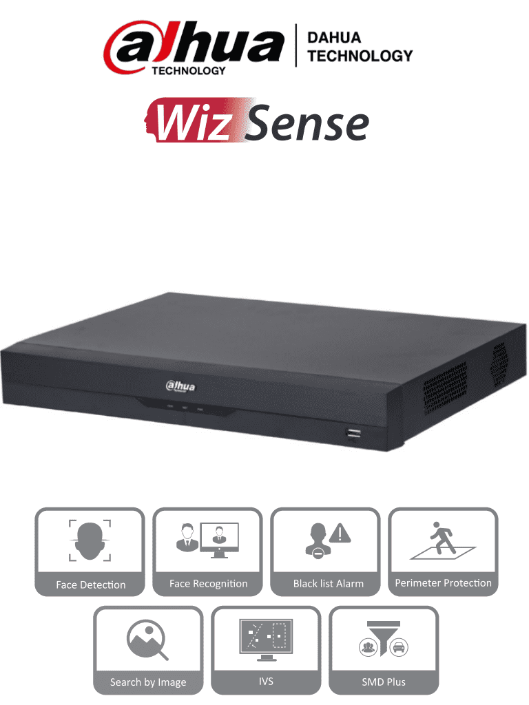 Imagen de DAHUA NVR2208-8P-I2 - NVR de 8 Megapixeles/ 8 Canales IP/ WizSense/ 8 Puertos PoE/ Smart H.265+/ 1 Ch de Reconocimiento Facial y FD/ Hasta 10 Bases de Datos de Rostros/ 2 Puertos SATA/ SMD Plus/ Max. Decodificación de  6x1080p FPS/ Onvif/