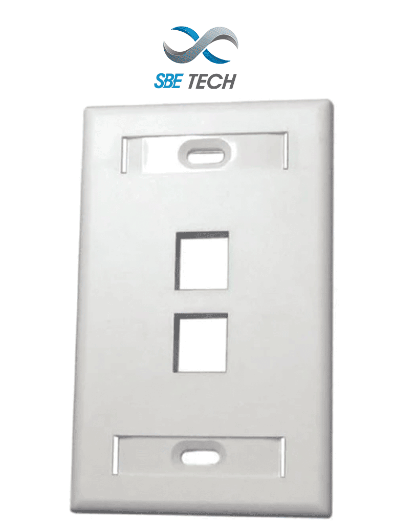 Imagen de SBETECH SBE-2517-2P-WT - Placa de pared de 2 puerto color blanco para conectores Jack rj 45  keystone