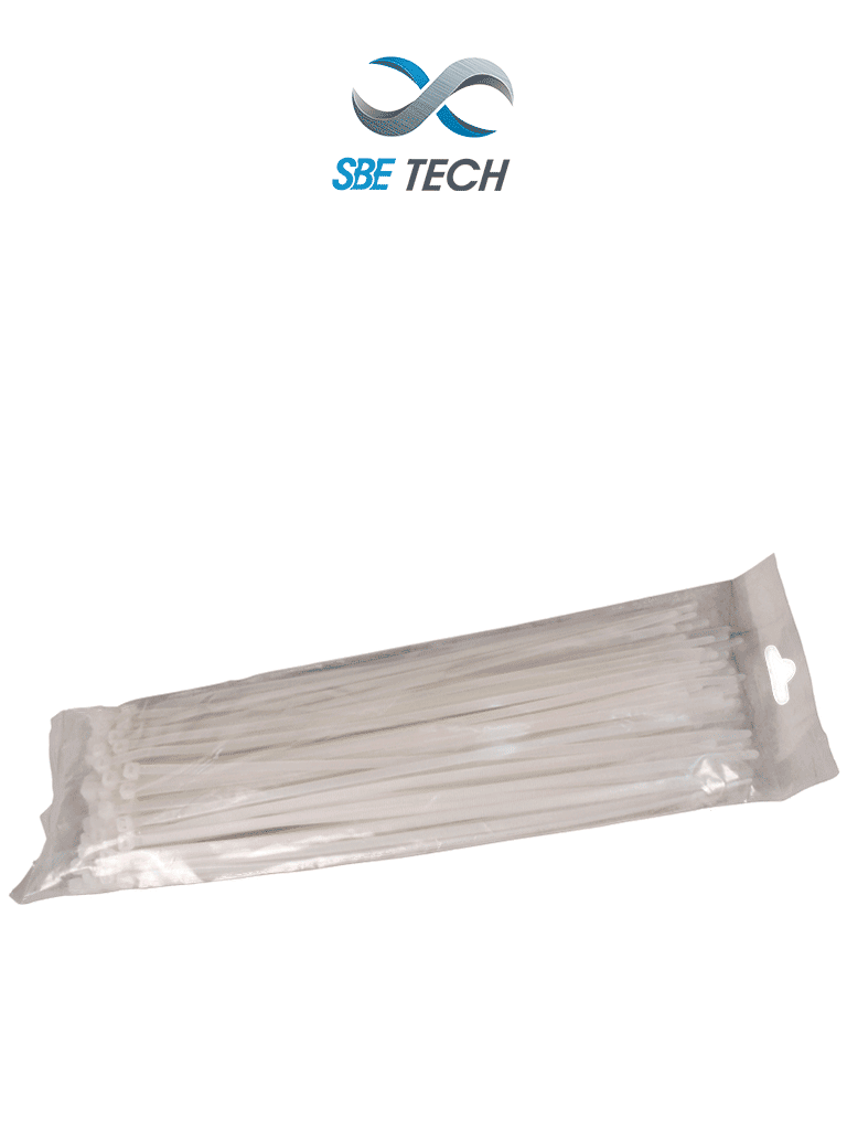 Imagen de SBETECH CN36X200 - Cincho sujetacable 3.6x200 mm color blanco, 100 piezas, nylo