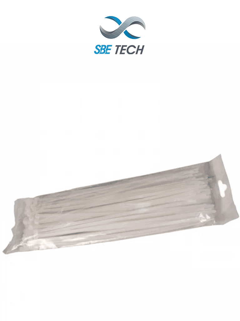 Imagen de SBETECH CN48X450 - Cincho sujetacable 4.8x450 mm color blanco, bolsa con 100 piezas, nylon.