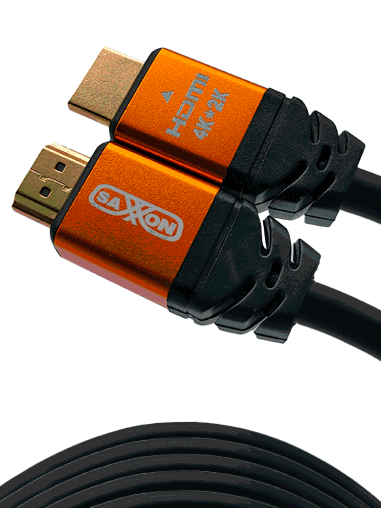 Imagen de SAXXON SX20HDC - Cable HDMI de 20 metros de alta velocidad / Versión 2.0 / Resolución 4K / Canal de retorno de audio (ARC) / Video 3D / Blindado para reducir interferencias / Chapado en oro / Alta resistencia y durabilidad.