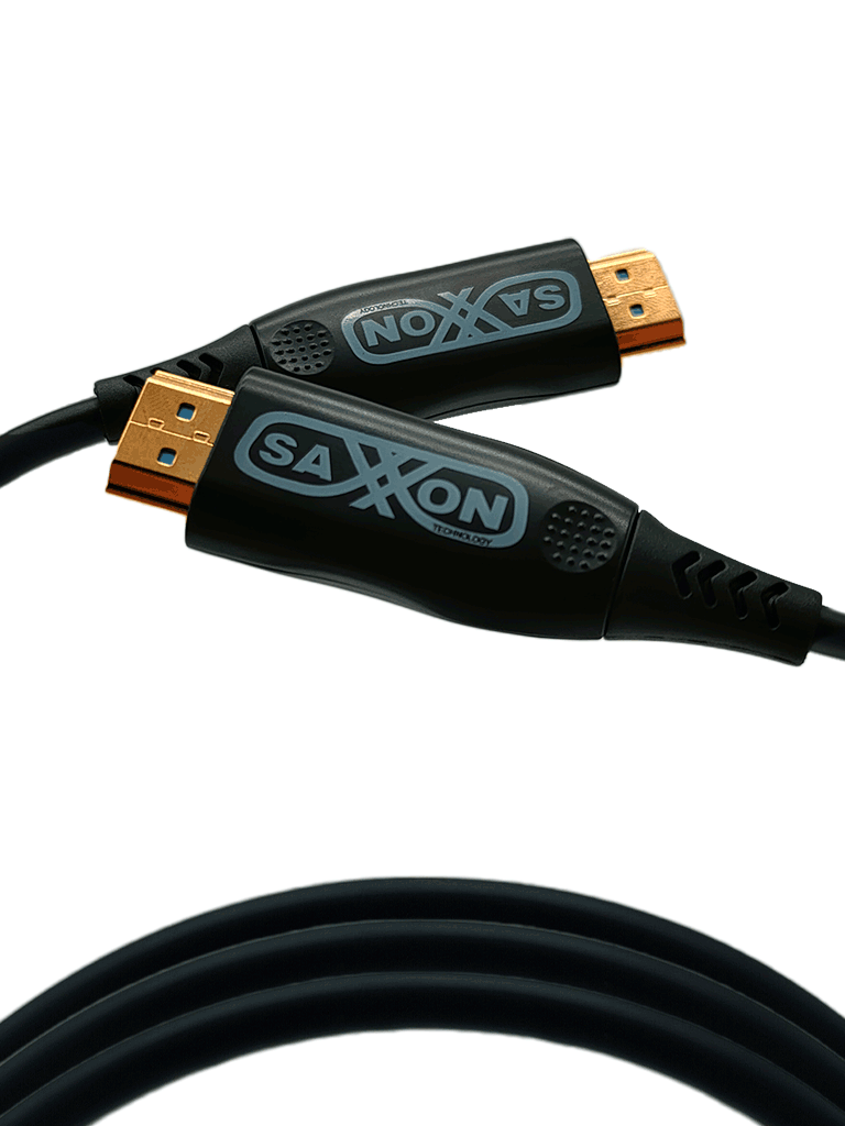 Imagen de SAXXON SX30HDF047 - Cable HDMI de 30 Metros por Fibra Óptica 4K@60Hz / Fibra 4 hilos + 7 hilos cobre estañado / Compatible con HDMI 2.0 / Alta velocidad 18 Gbps / 3D / HDR / Caja de Aleación de Zinc / Calidad Premium