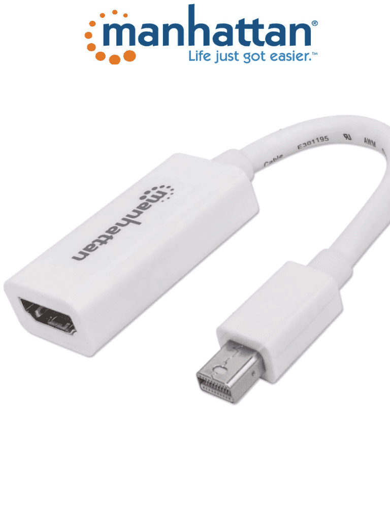 Imagen de MANHATTAN 322461 - Adaptador Pasivo de Mini DisplayPort a HDMI/ Mini DisplayPort Macho a HDMI Hembra/ Soporta Una Resolución de 1080p@60Hz/ Soporta Audio sin Compresión/