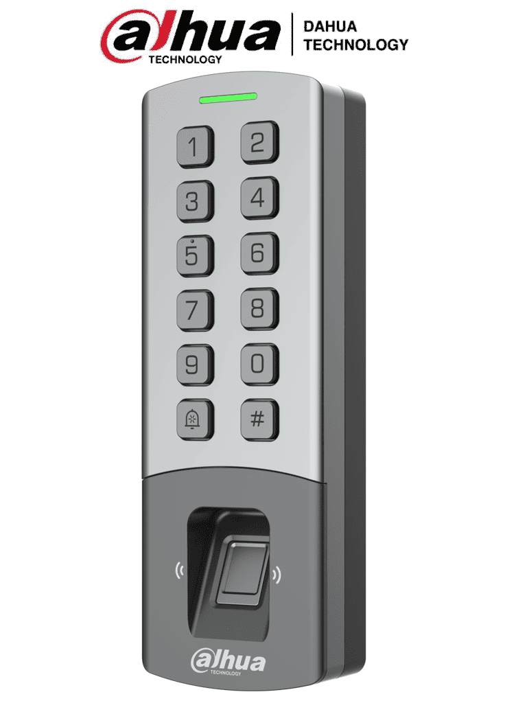 Imagen de DAHUA DHI-ASI1212M-DW - Control de Acceso Antivandalico Exterior Wi-Fi/ Soporta 10,000 Usuarios, Passwords y Tarjetas ID / 3,000 Huellas / Teclado Mecanico/ RS-485 y Wiegand/ TCP/IP / Alimenta Cerradura 12V / IP65/ IK08/