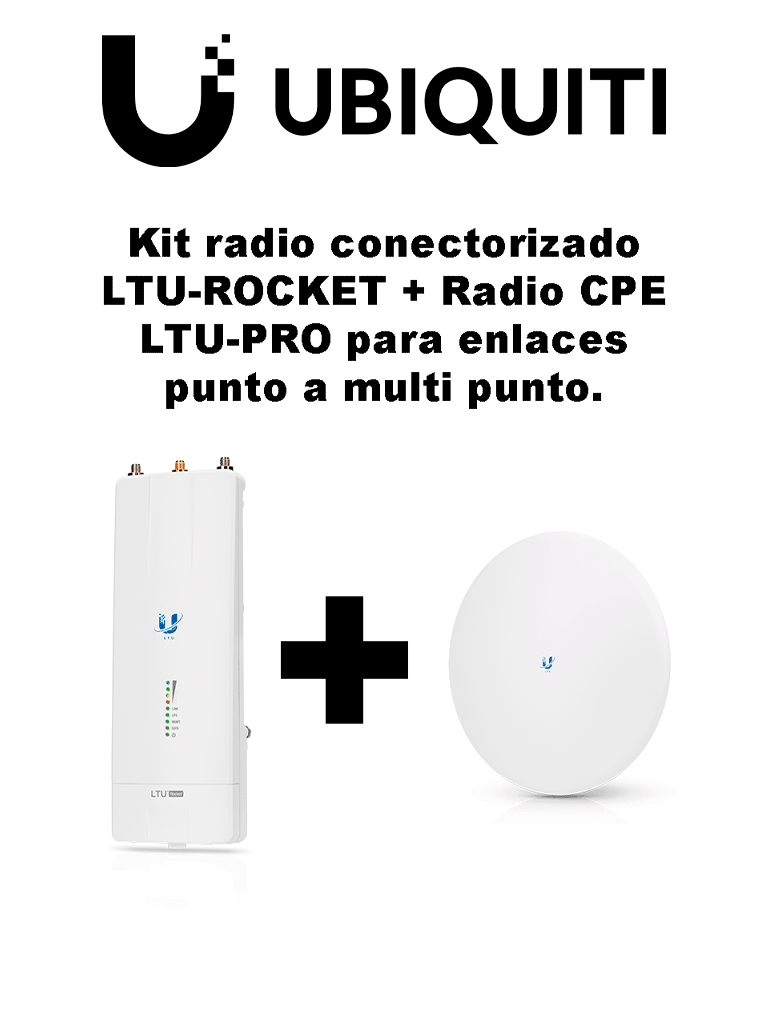 Imagen de KIT - LTU-ROCKET + LTU-PRO para enlaces Punto a multi Punto /Ideal para CCTV Y WISP/Hasta 600 Mbps/2 millones de paquetes por segundo/5Ghz/Filtrado RF/Sincronización GPS/Solo compatible con tecnología LTU