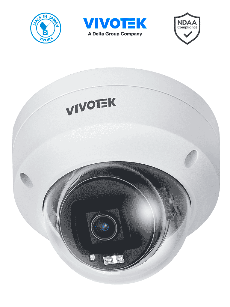 Imagen de VIVOTEK FD9380-HV-V2 - Cámara IP domo exterior 5 MP, H.265, lente fijo 2.8mm, Smart IR 30m, WDR Pro, IA Smart Search, ciberseguridad Trend Micro, Ranura MicroSD, protección IP66/IK10, NDAA, ONVIF