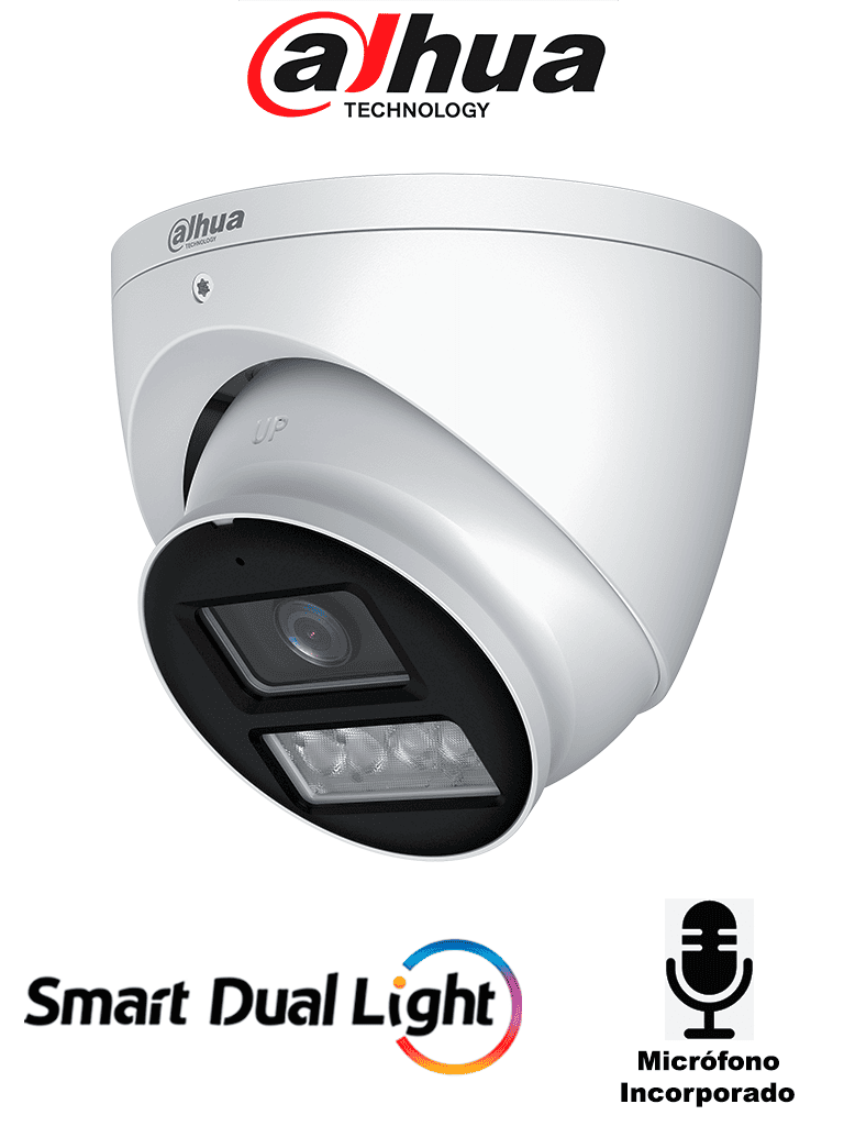 Imagen de DAHUA HAC-HDW1239TN-IL-A-S3 - Camara Domo de 2 Megapixeles/ Iluminador Dual Inteligente+Full Color/ Lente de 2.8 mm/ 107 Grados/ Microfono Integrado/ WDR Real de 130 dB/ 40 Metros de Iluminación IR y Visible/ IP67/