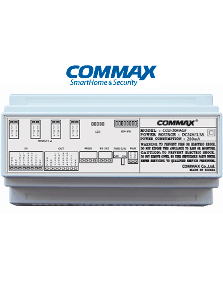 Imagen de COMMAX CCU204AGF - Distribuidor para panel de audio modelo DR2AG, conecta hasta 4 Intercomunicadores o auriculares AP2SAG, conexión a 2 hilos, alimentación con fuente RF2A, solución