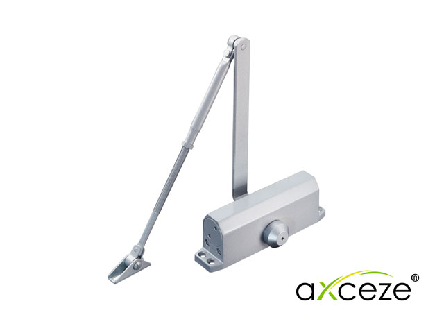 BRAZO CERRADOR DE PUERTAS AX-DOORC80  MARCA AXCEZE PUEDE CERRAR UNA  PUERTA DE HASTA 80 KG  INSTALACIÓN EN INTERIORES FÁCIL INSTALACIÓN