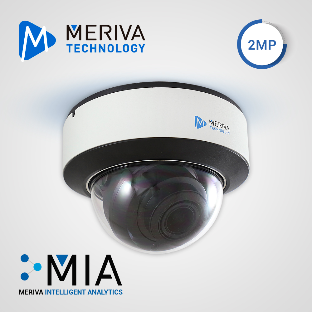 CAMARA IP DOMO MERIVA TECHNOLOGY MVD-EB200ZA / 2 MP / H.265+ / LENTE MOTORIZADO  2.8 - 12MM / 30 - 50M IR / IP67 / IK10 / METALICA / 12 VCD / POE / SOPORTA MICRO SD HASTA 256 GB (NO INCLUIDA) / 1 ENTRADA + 1 SALIDA DE AUDIO / 1 ENTRADA + 1 SALIDA DE ALARMA