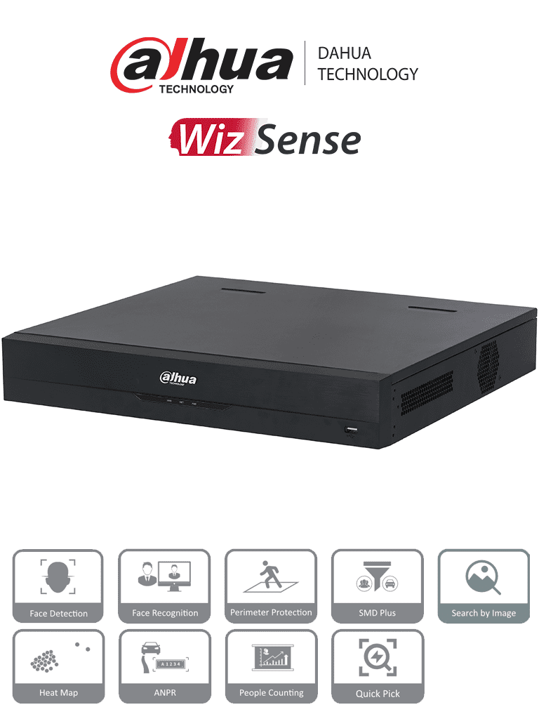 Imagen de DAHUA DHI-NVR4432-16P-EI -  NVR de 8 Megapíxeles/ 4K WizSense/ 32 Canales IP/ 16 Puertos PoE/ 4 Bahías de Discos Duros/ Smart H.265+/ 1 Canal de Reconocimiento Facial/ SMD Plus/ Rendimiento de 256 Mbps/ Quick Pick