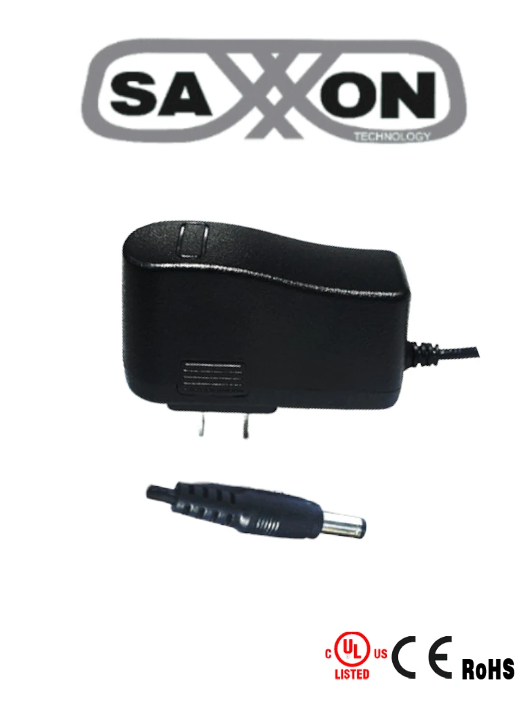 Imagen de SAXXON PSU12015E - Fuente de Poder Regulada de 12 Vcc 1.5 Amperes/ Conector Macho/ Especial para Camaras de CCTV/ Usos Multiples/