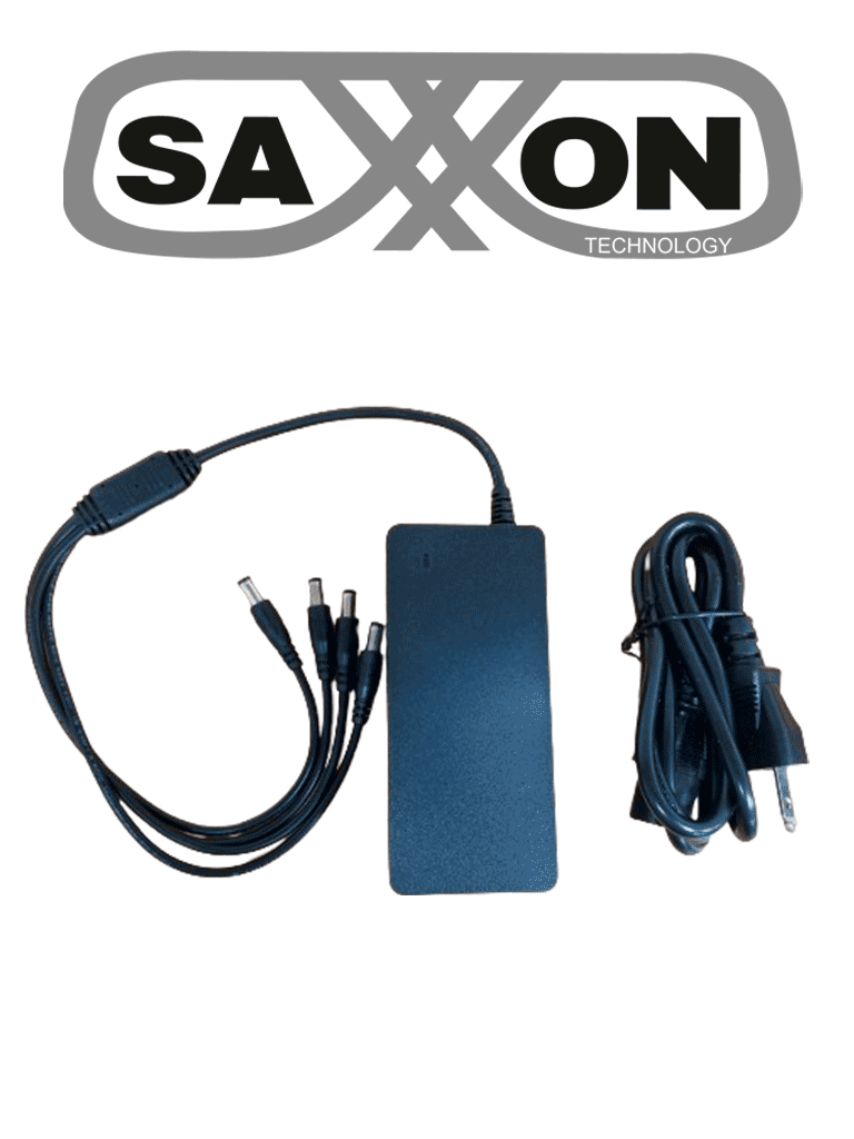 Imagen de SAXXON KA65E1205000Q - Fuente de Poder Regulada / Alimentación 12 Vcc 5 Amper / 4 Conectores Macho / Voltaje de Entrada: 100-240V / Ideal para Cámaras de CCTV , Controles de Acceso y Asistencia