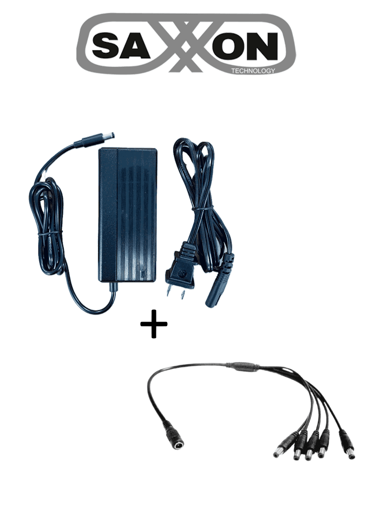 Imagen de SAXXON KA3602SXF55PAQDIV5 - Fuente de Poder Regulada 12VCD 3Amper + 1 Divisor de Energía 5 Conectores macho