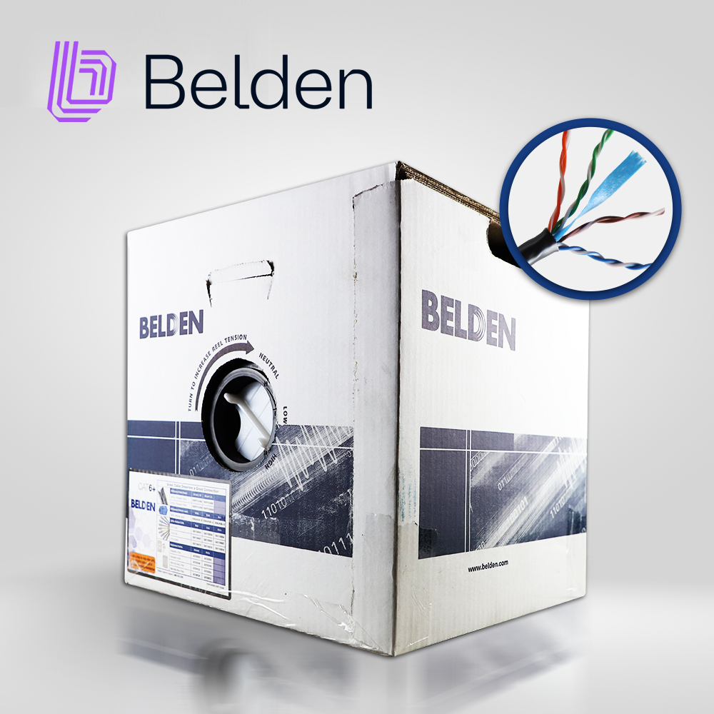 CABLE UTP CAT6+ BELDEN 2412 010A1000 / INTERIOR / NEGRO / 350MHZ / 4 PARES / 23 AWG / FORRO PVC / CMR / CERTIFICABLE / BOBINA EN CAJA / 1,000 PIES 305 METROS