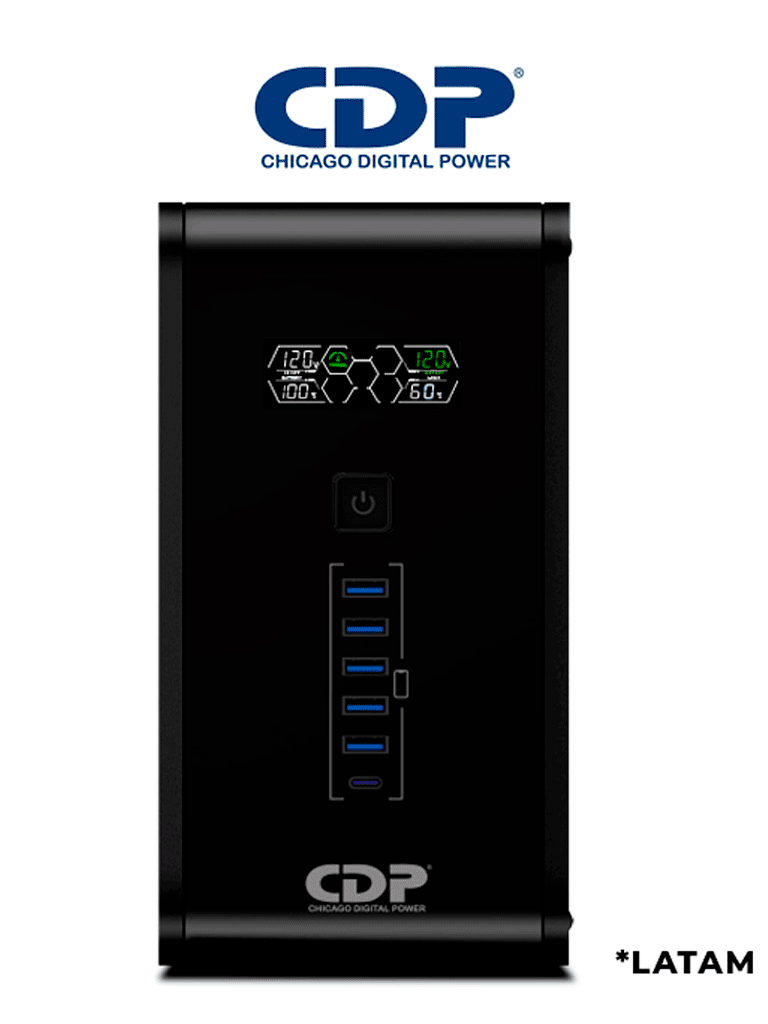 Imagen de CDP R-Smart1210 - UPS / 1200VA / 720W / Pantalla  LCD / 10 Terminales de salida / 5 Contactos con respaldo y AVR / 5 con supresión de picos