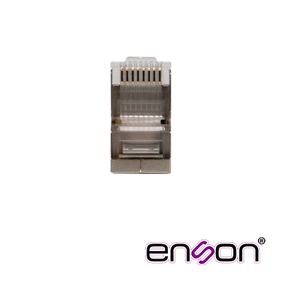 CONECTOR PLUG  SRJ45 BLINDADO CAT5E ENSON ENS-SRJ45-CAT5E PARA CABLE UTP BLINDADO PONCHADO TRADICIONAL