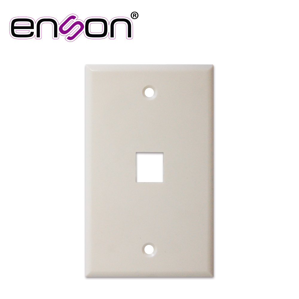 PLACA DE PARED (FACEPLATE) UNIVERSAL ENS-FP61 ENSON 1 PUERTO ESTILO KEYCONNECT CAT6A CAT6 CAT5E CONECTORES DE FIBRA OPTICA Y COAXIALES COLOR BLANCO USO INTERIOR MATERIAL PLASTICO ABS