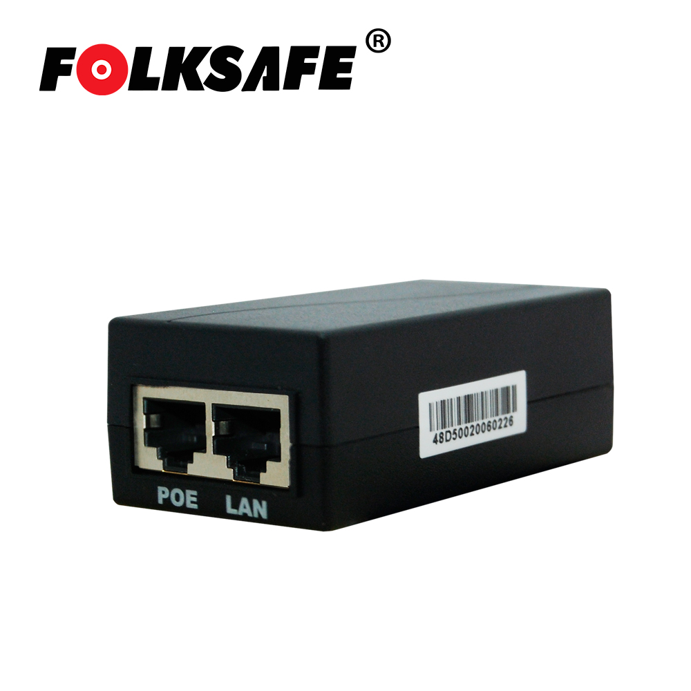 INYECTOR POE FOLKSAFE FS-48D500 / FAST ETHERNET / 802.3AF / ENTRADA DE VOLTAJE 100-240VAC / SALIDA DE VOLTAJE 48VCD, 0.5A - IDEAL PARA VIDEO IP