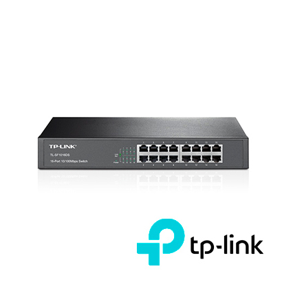 SWITCH NO ADMINISTRABLE TP-LINK TL-SF1016DS/ CUENTA CON 16 PUERTOS RJ45 10/100 MBPS/ MONTAJE EN RACK/ TECNOLOGÍA GREEN ETHERNET DE EFICIENCIA ENERGÉTICA/ USO INTERIOR
