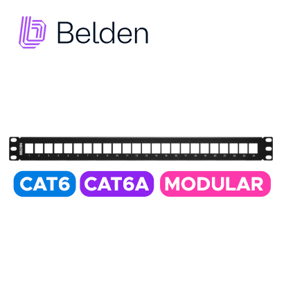 PATCH PANEL KEYCONNECT CAT6/CAT6A BELDEN AX103114 / NEGRO / 24 PUERTOS  / 1UR / MODULAR/VACIO / PIEZA
