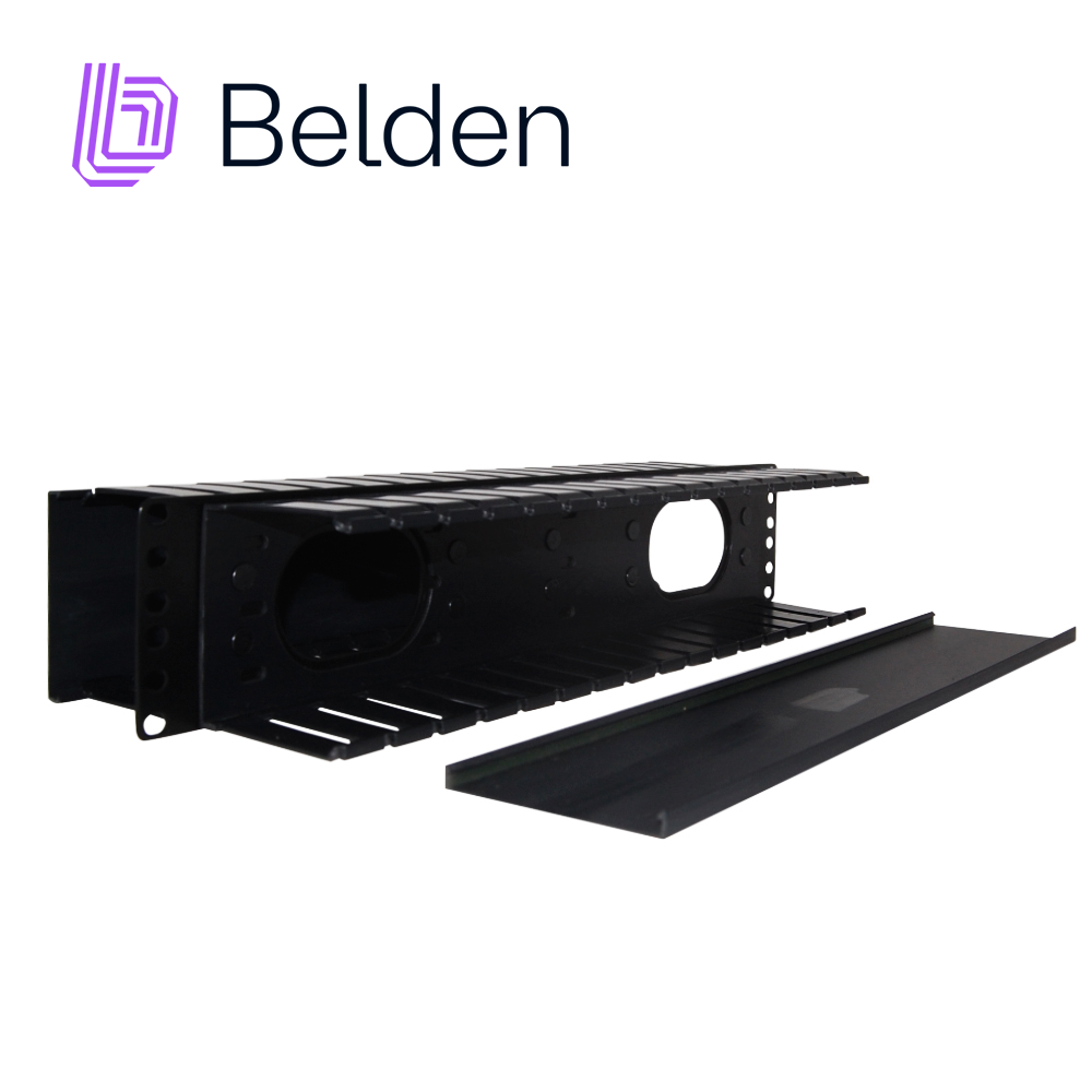 ORGANIZADOR HORIZONTAL BELDEN 9512-1902-FR / 2UR / NEGRO / ADMINISTRACION FRONTAL Y POSTERIOR / CON TAPA
