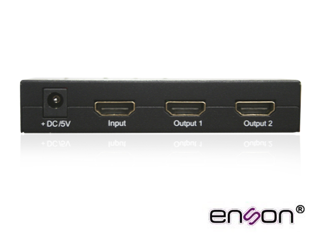 DISTRIBUIDOR HDMI ENSON ENS-HDMI12 CON UNA ENTRADA Y DOS SALIDAS HDMI PARA DISTRIBUIR EL VIDEO DE UN DISPOSITIVO (LAPTOP, GRABADOR DE VIDEO, CONSOLAS DE VIDEOJUEGO, ETC) A DOS PANTALLAS DISTINTAS AL MISMO TIEMPO, INCLUYE FUENTE DE ALIMENTACIÓN DE 5V
