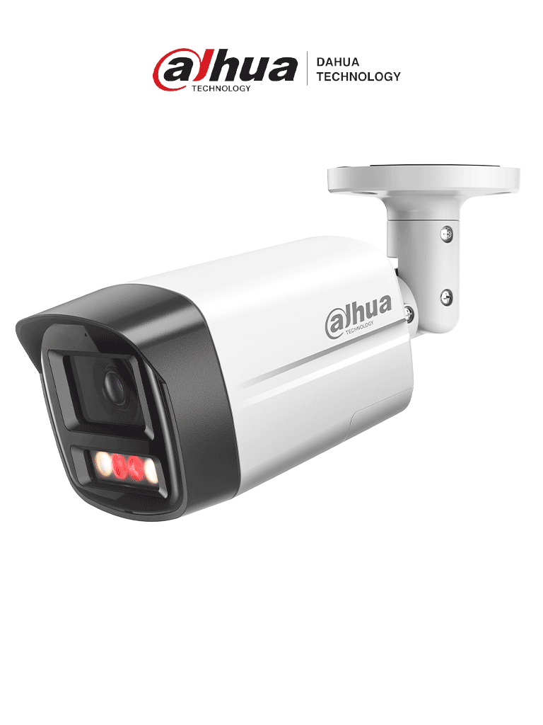 Imagen de DAHUA IPC-HFW2549TL-S-PV - Cámara Bullet IP de 5MP con Smart Dual Illumination y disuasión activa para máxima seguridad. Cuenta con SMD Plus, protección perimetral, micrófono y bocina integrados. Resistente al clima con certificación IP67.