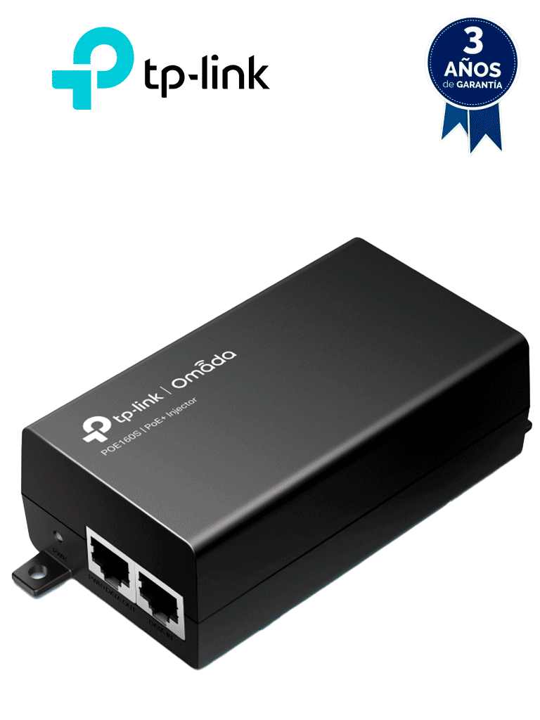 Imagen de TP-LINK -TL-POE160S - Inyector PoE+/ 2 puertos Gigabit Ethernet/ Suministro de Hasta 30W/ Cumple con estándar PoE IEEE802.3 AF & AT/ Instalación Plug and Play