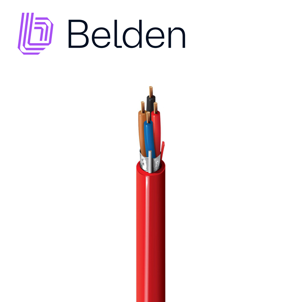 CABLE DE ALARMA CONTRA INCENDIOS BELDEN 5302FL 002U1000 / INTERIOR / ROJO / 4 CONDUCTORES / 18 AWG / SOLIDO /FORRO PVC / CMR - FPLR / BLINDADO / EN CAJA / 1,000 PIES 305 METROS
